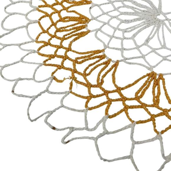 Vintage Doilies Crochet Set of 3 Wide Knit Yellow Orange White - Picture 10 of 10